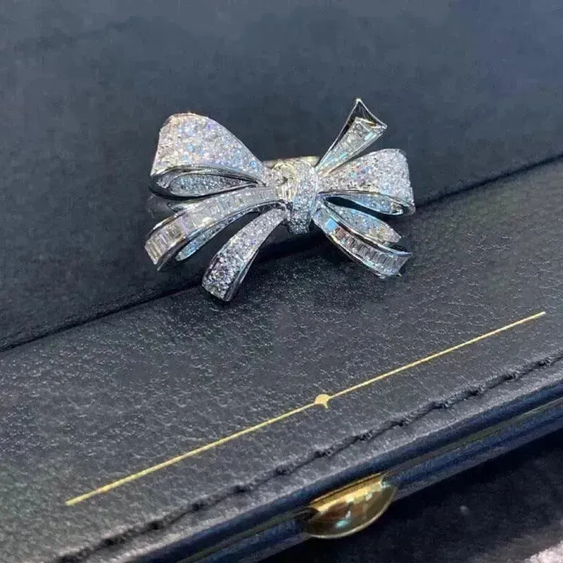 Full Diamond Bow Ring Female Fashion Personality