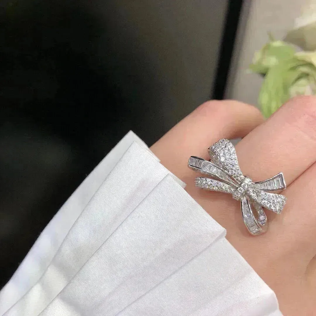 Full Diamond Bow Ring Female Fashion Personality