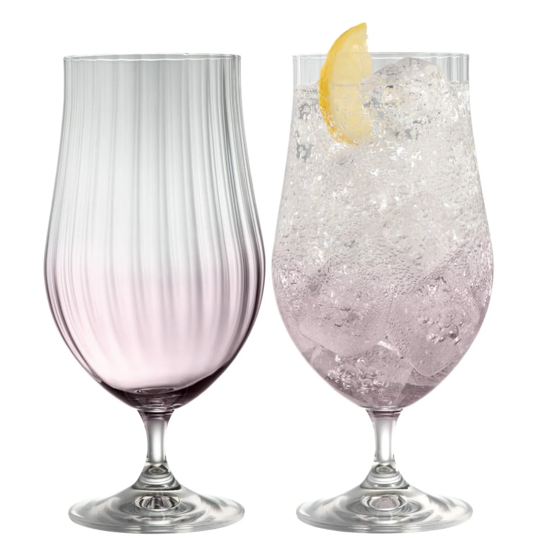 Galway Crystal Erne Craft Beer/Cocktail Set of 2 Amethyst