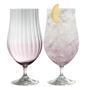 Galway Crystal Erne Craft Beer/Cocktail Set of 2 Amethyst