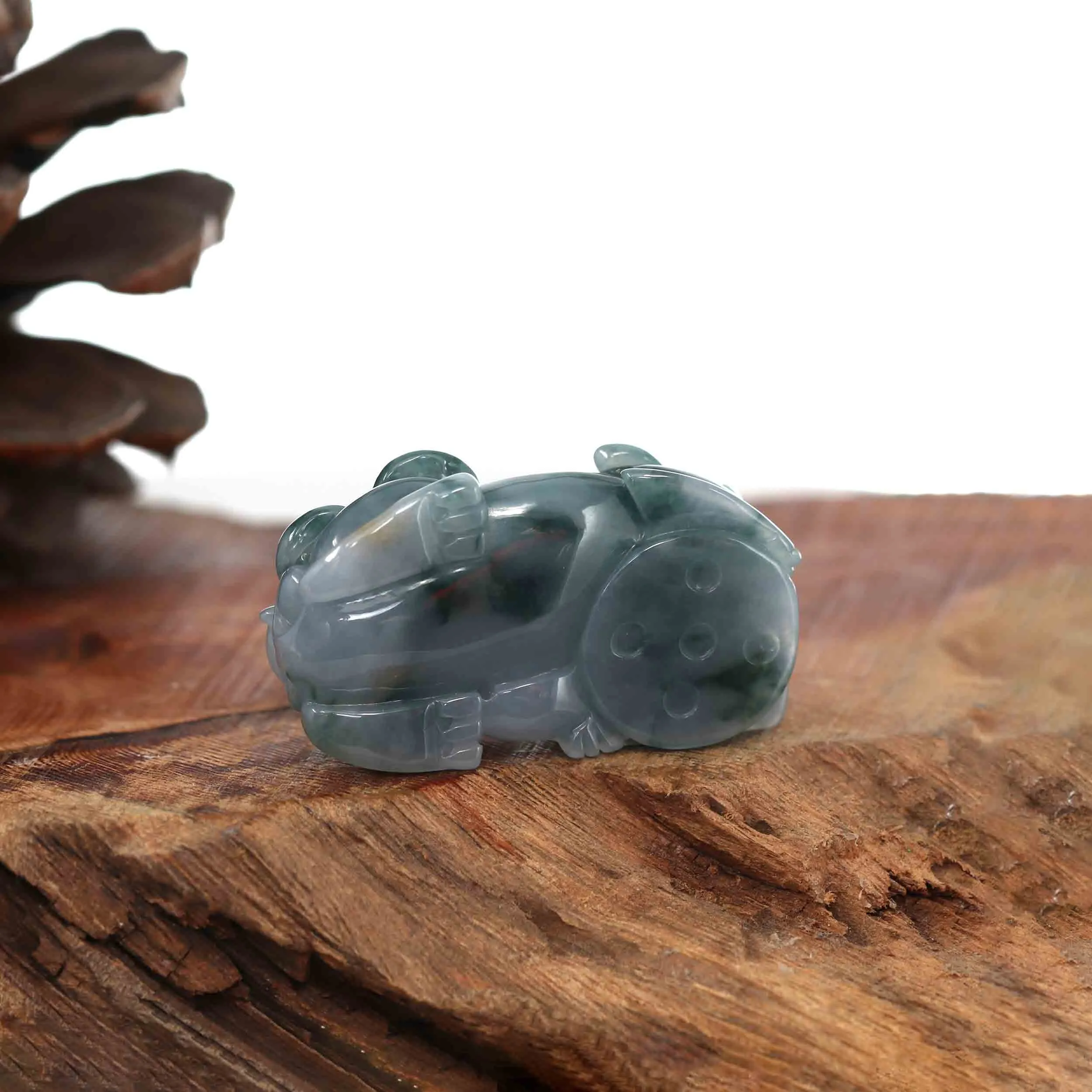Genuine Burmese Ice deep Blue Green Jadeite Jade PiXiu Pendant Necklace