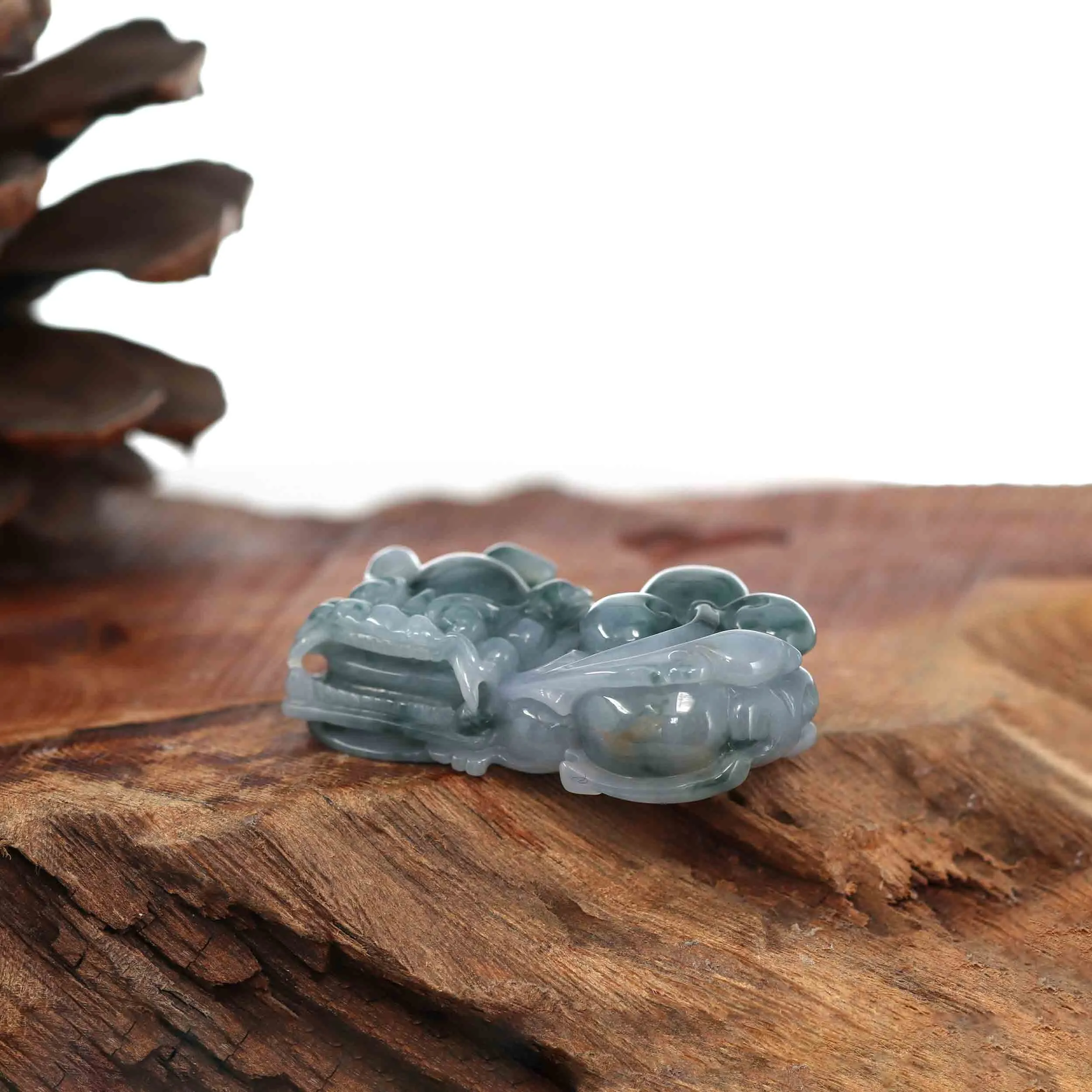 Genuine Burmese Ice deep Blue Green Jadeite Jade PiXiu Pendant Necklace