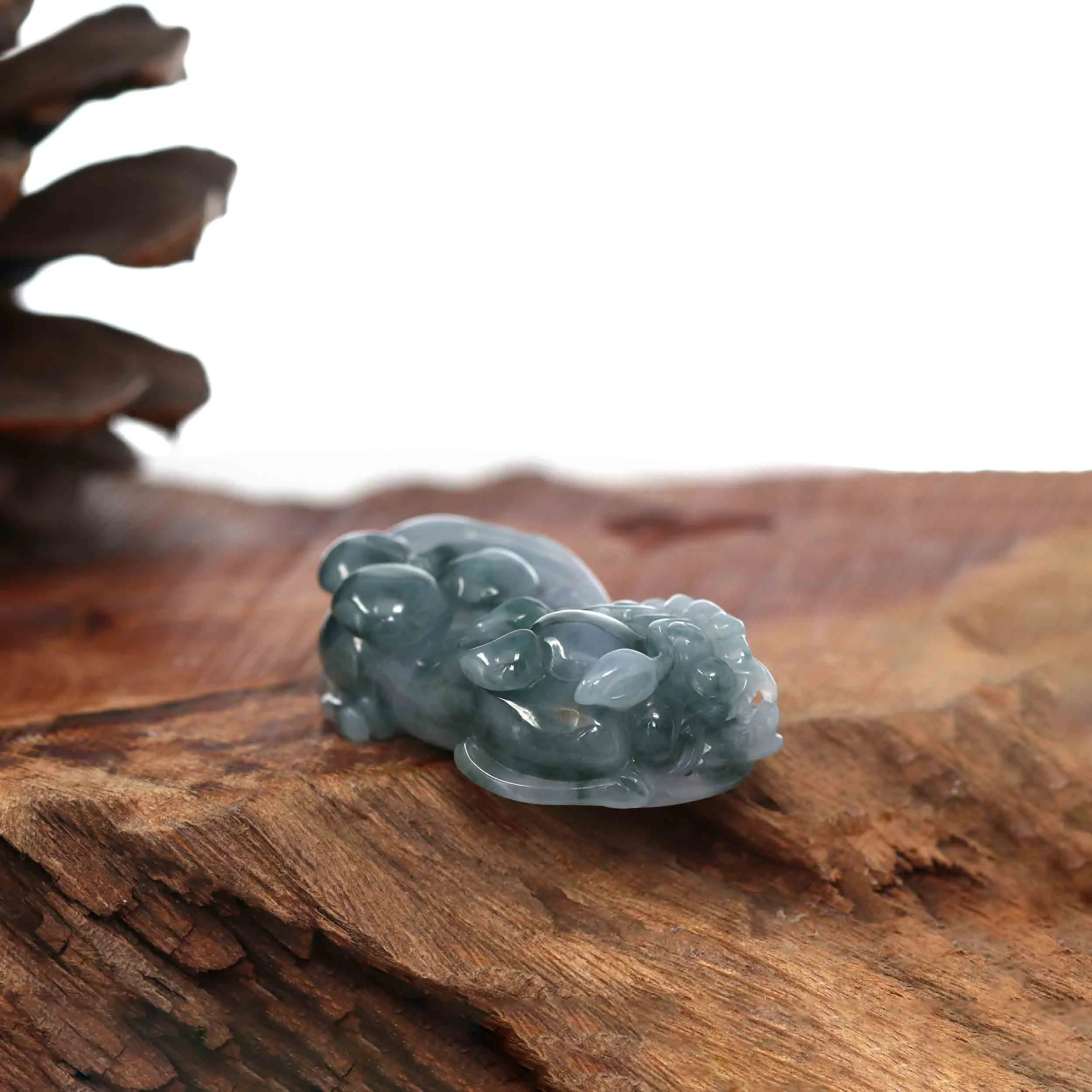 Genuine Burmese Ice deep Blue Green Jadeite Jade PiXiu Pendant Necklace