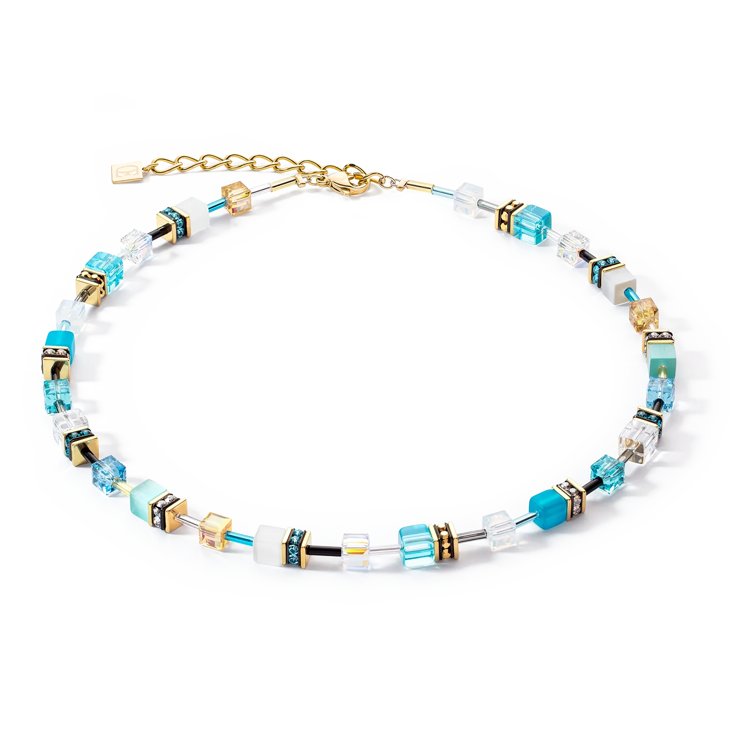 GeoCUBE® Iconic necklace gold turquoise