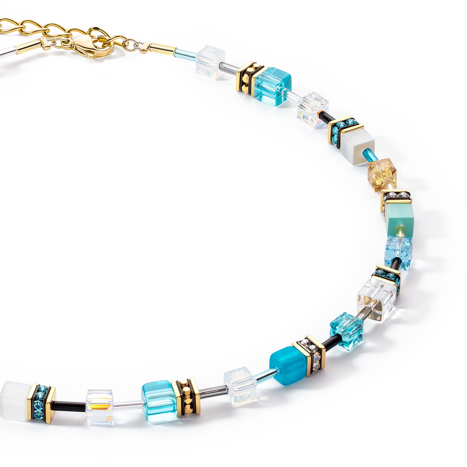 GeoCUBE® Iconic necklace gold turquoise
