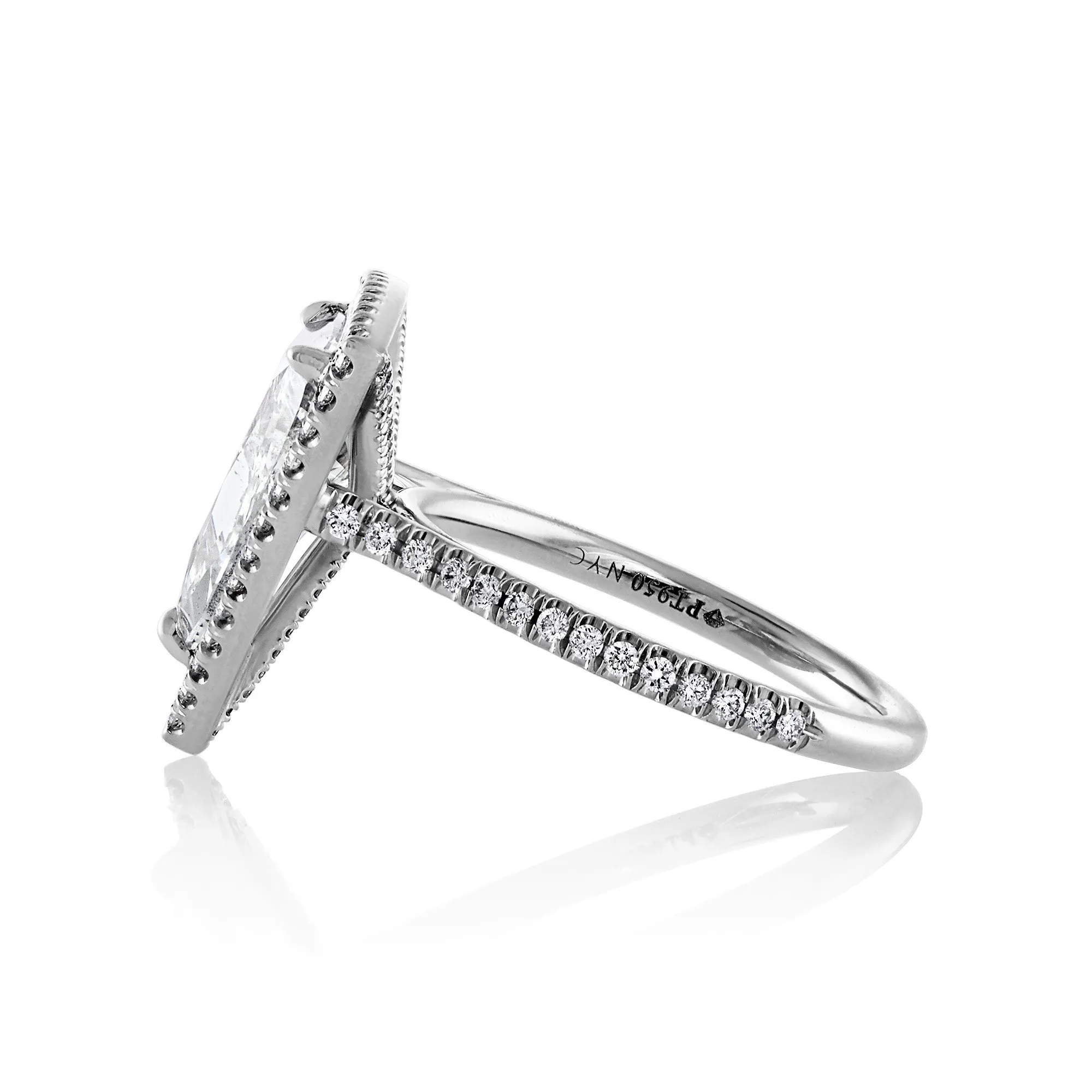 GIA 4.02ctw Trillion Diamond Engagement Halo Pave Platinum Ring