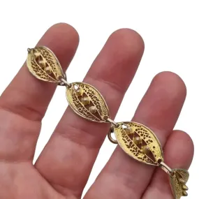 Gilded silver filigree bracelet, oval link bracelet.