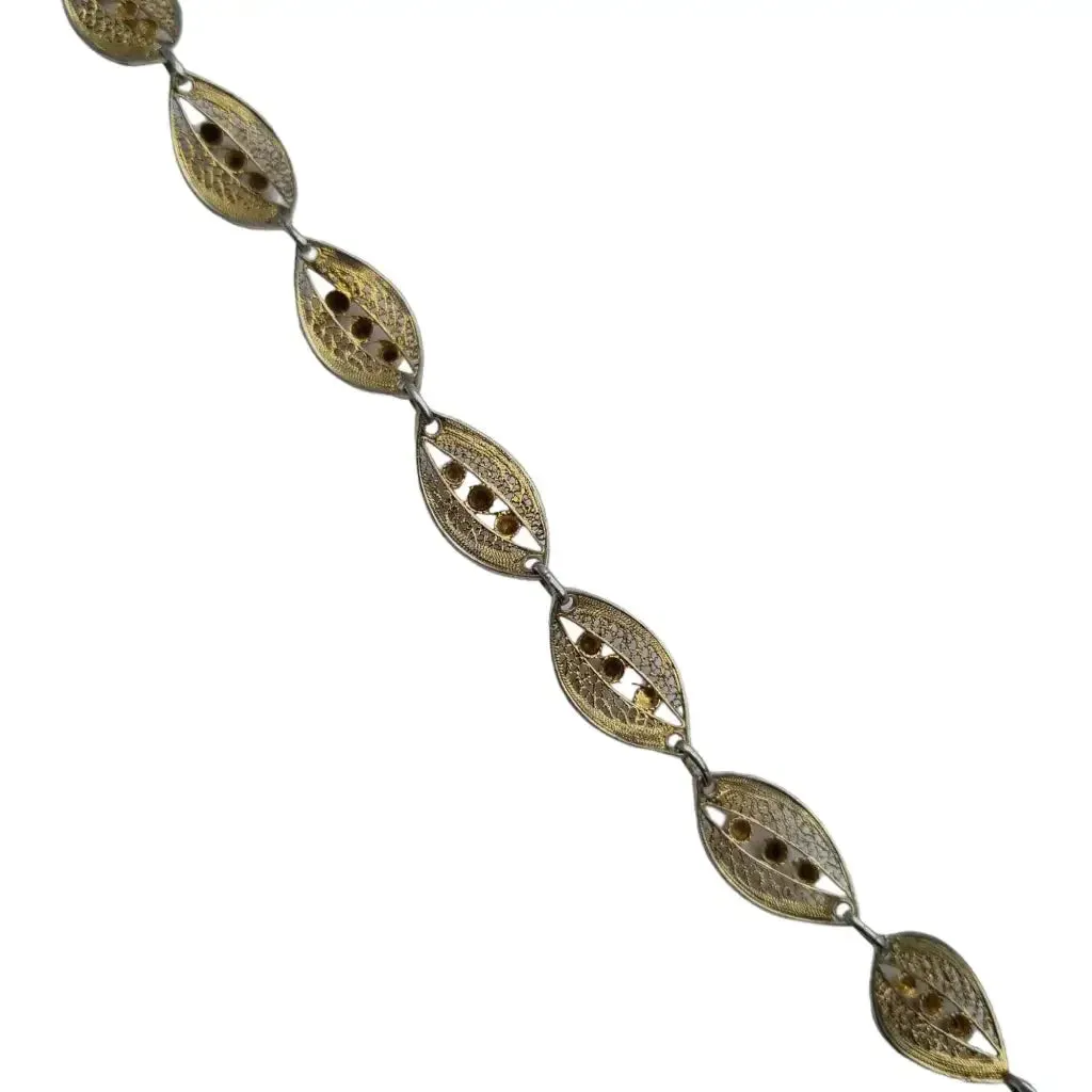 Gilded silver filigree bracelet, oval link bracelet.