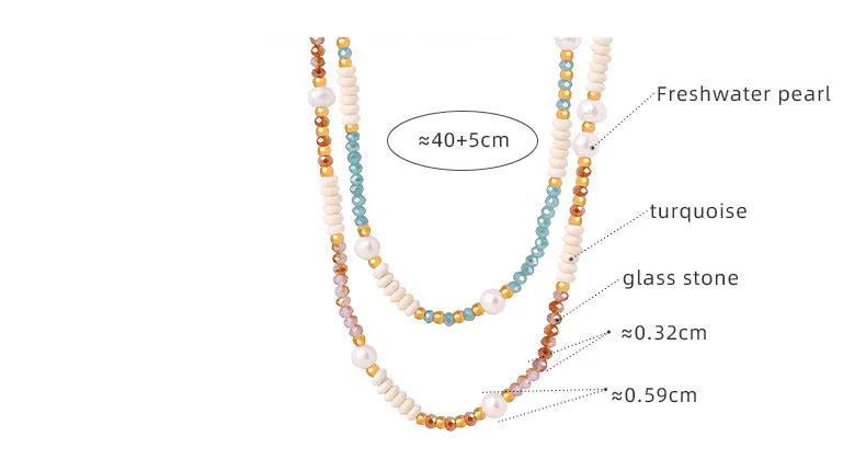 Glass Stone Pearl Turquoise Necklace