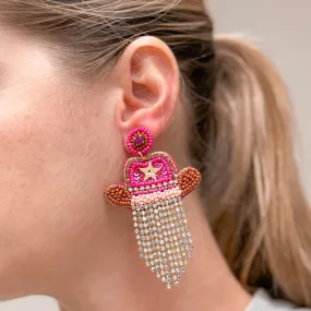 Glitzy Cowgirl Hat Dangle Earrings