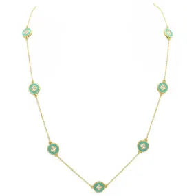 Gold & Turquoise CZ Clover Necklace