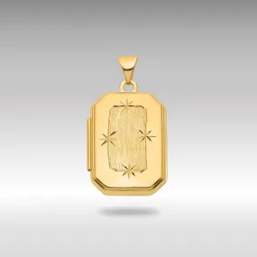 Gold Diamond-cut Brushed 20mm Rectangular Locket Pendant - Model XL822