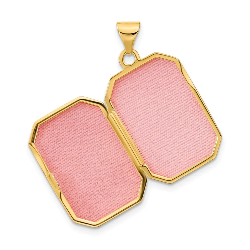 Gold Diamond-cut Brushed 20mm Rectangular Locket Pendant - Model XL822