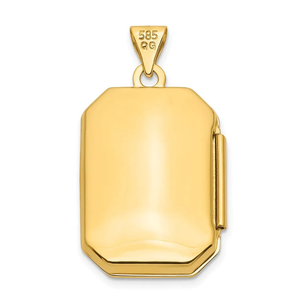 Gold Diamond-cut Brushed 20mm Rectangular Locket Pendant - Model XL822