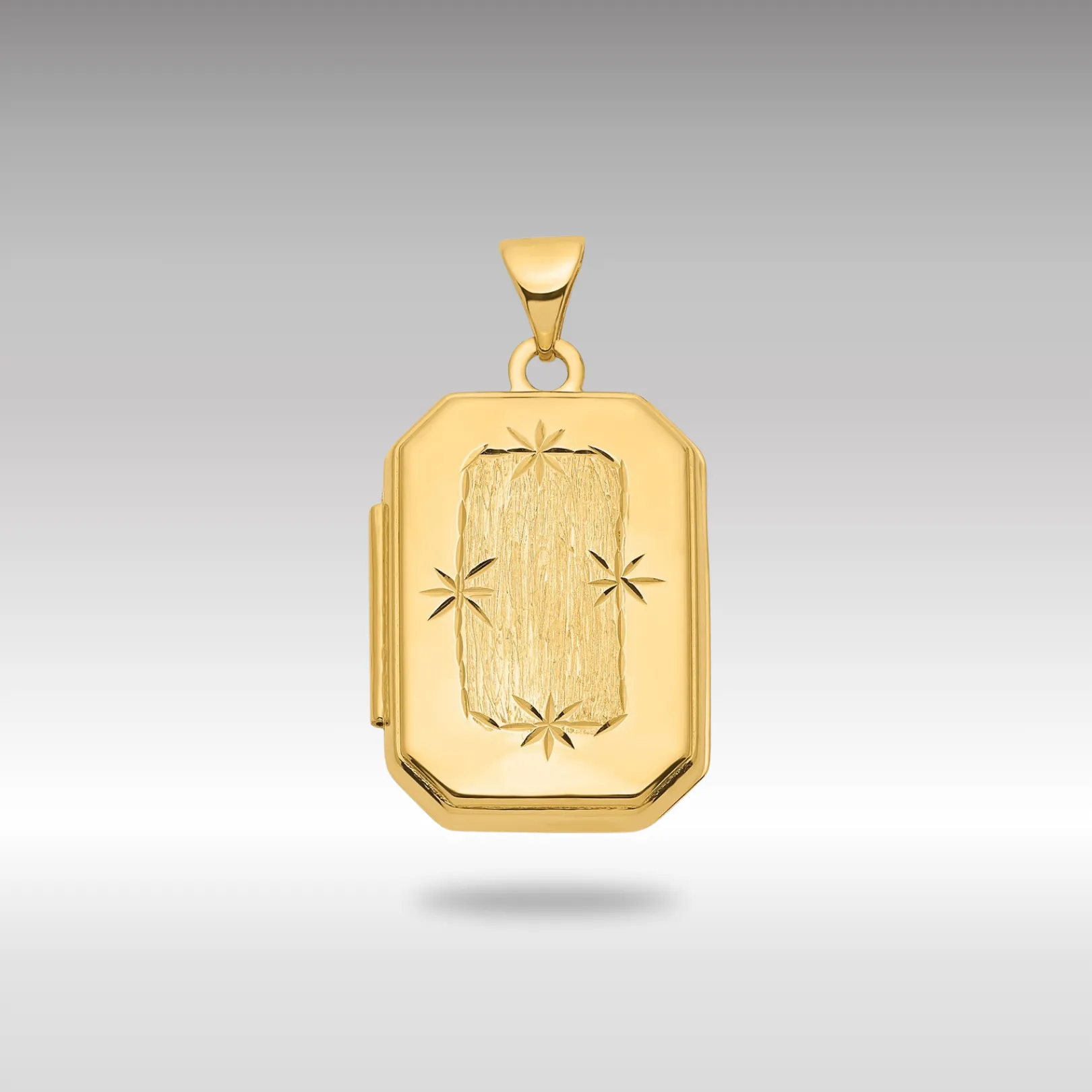 Gold Diamond-cut Brushed 20mm Rectangular Locket Pendant - Model XL822