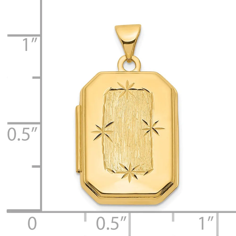 Gold Diamond-cut Brushed 20mm Rectangular Locket Pendant - Model XL822