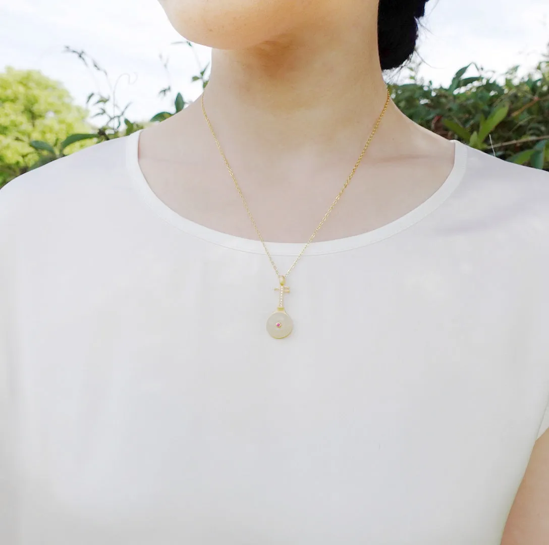 Gold Pipa Hetian Jade Necklace