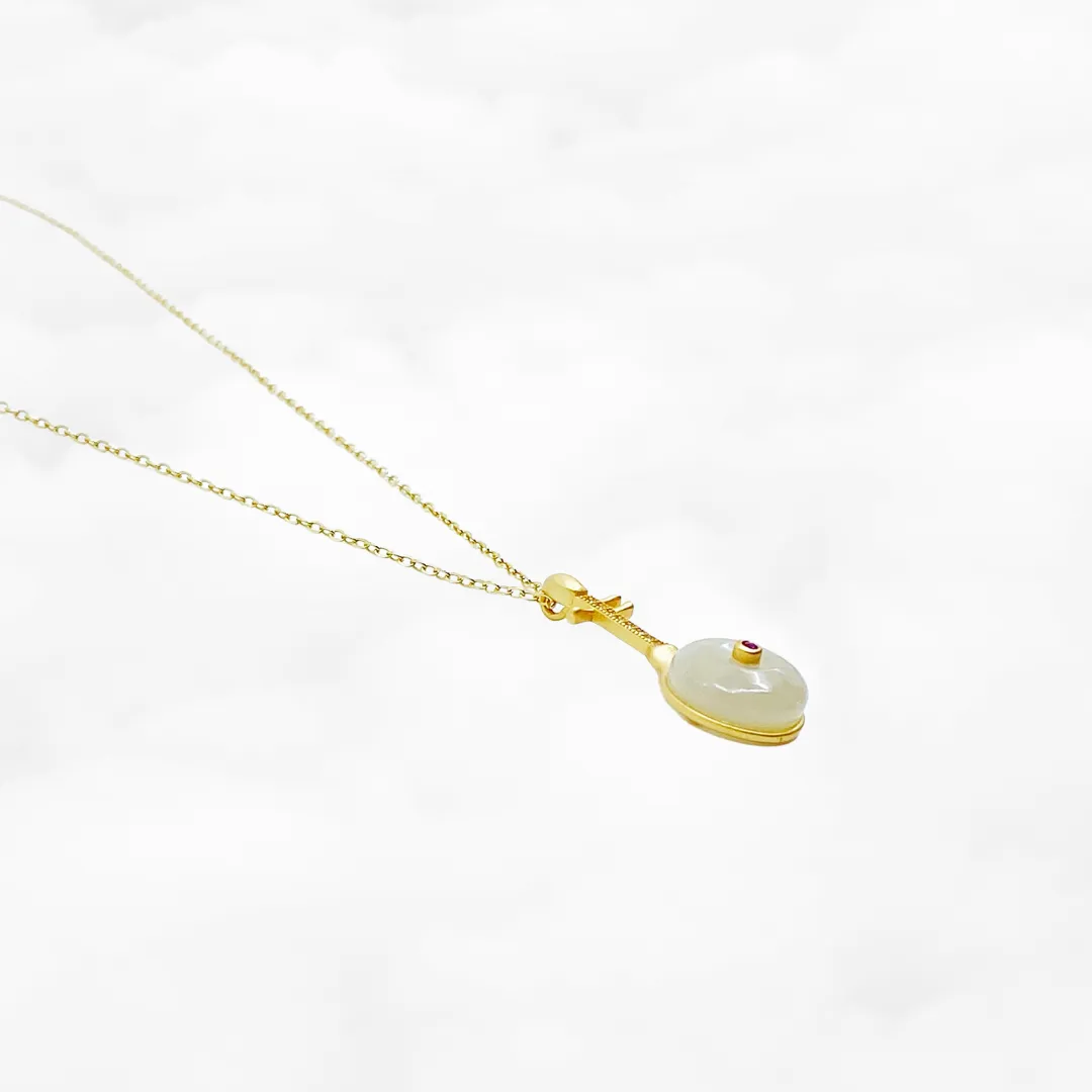 Gold Pipa Hetian Jade Necklace
