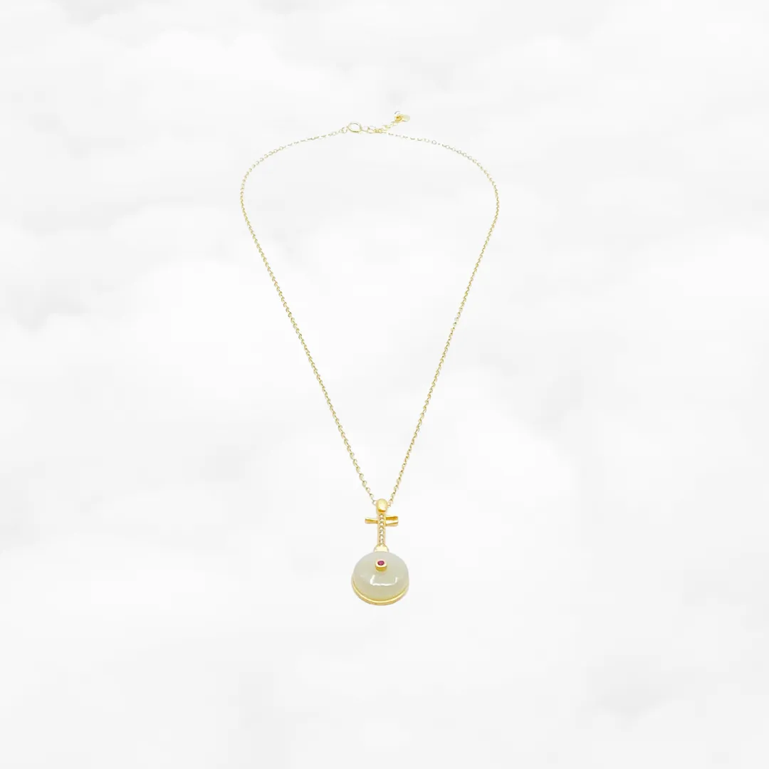 Gold Pipa Hetian Jade Necklace