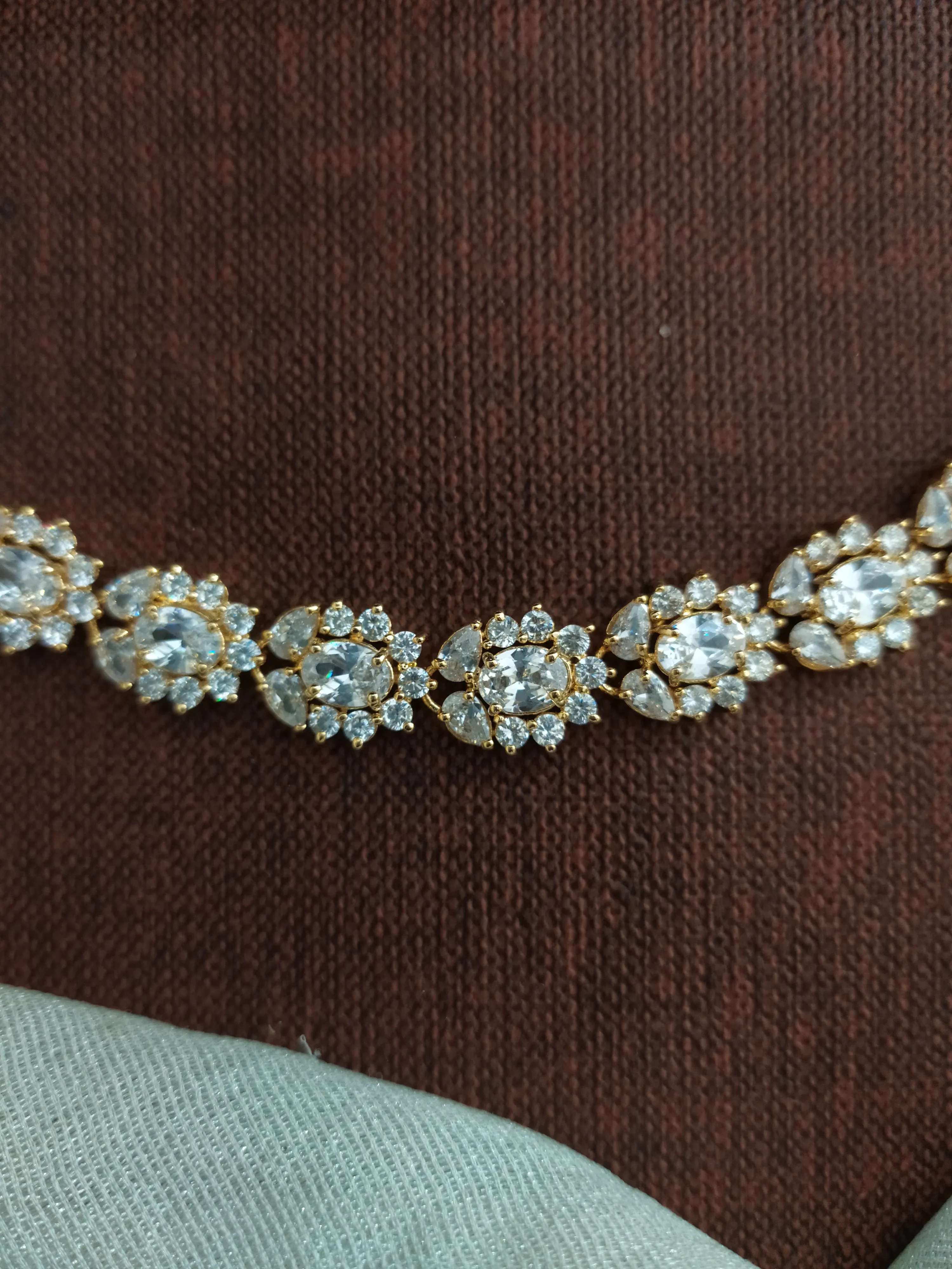 Gold-Plated Zircon Necklace Set with Matching Studs - Available in 8 Vibrant Colors