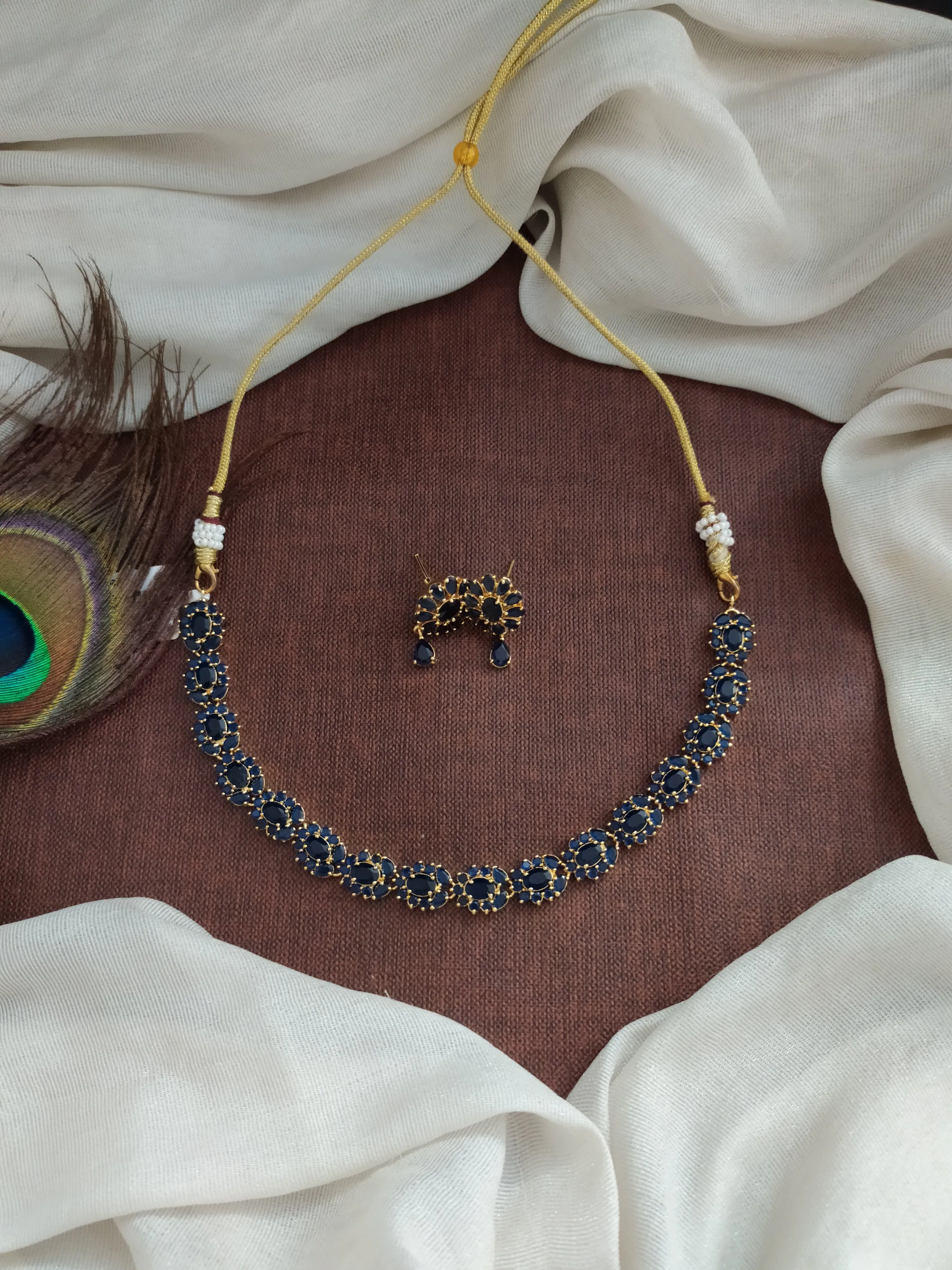 Gold-Plated Zircon Necklace Set with Matching Studs - Available in 8 Vibrant Colors