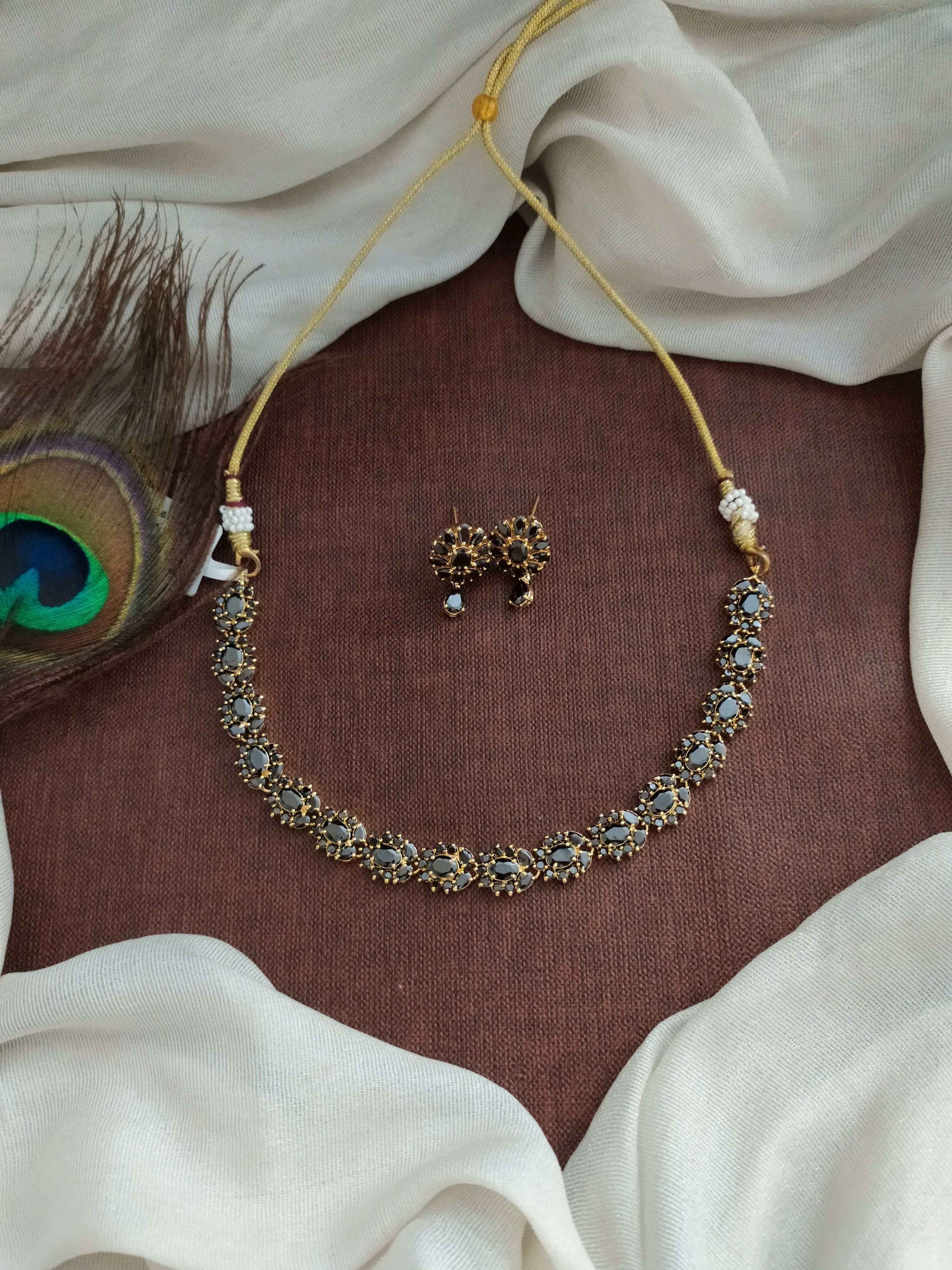 Gold-Plated Zircon Necklace Set with Matching Studs - Available in 8 Vibrant Colors