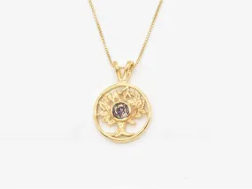 Gold Tree of Life Pendant - Mystic Topaz Tree Pendant, Purple Tree Necklace
