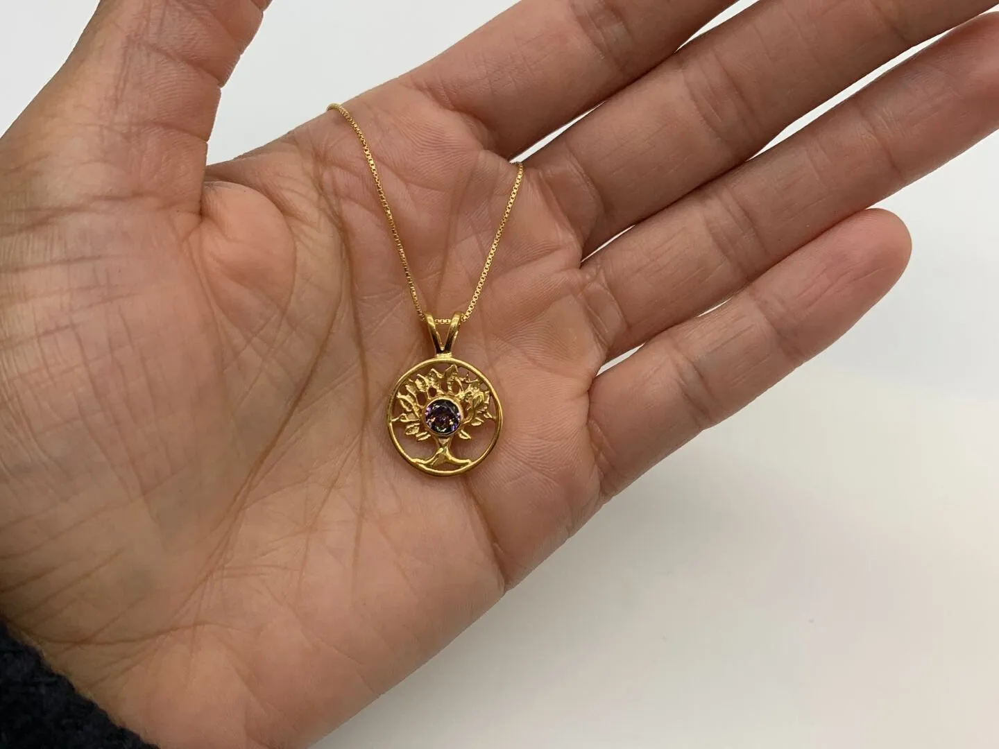 Gold Tree of Life Pendant - Mystic Topaz Tree Pendant, Purple Tree Necklace