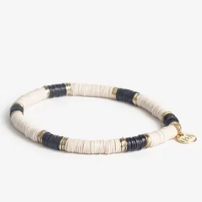 Grace Stripe on Cream Stretch Bracelet Black and White