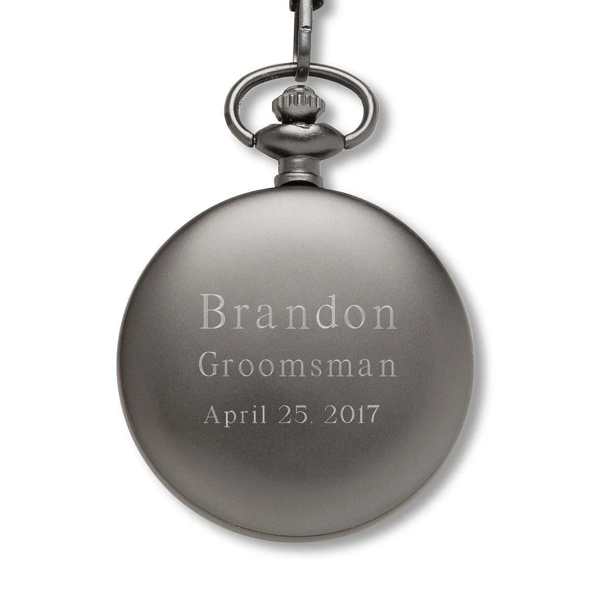 Gunmetal Gray Exposed Gears Pocket  Watch - Personalized
