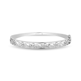 Hallmark Fine Jewelry Teardrop Lace Bangle in Sterling Silver with Diamonds