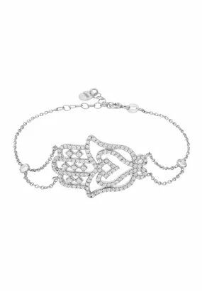Hamsa Large Hand Of Fatima Bracelet Silver