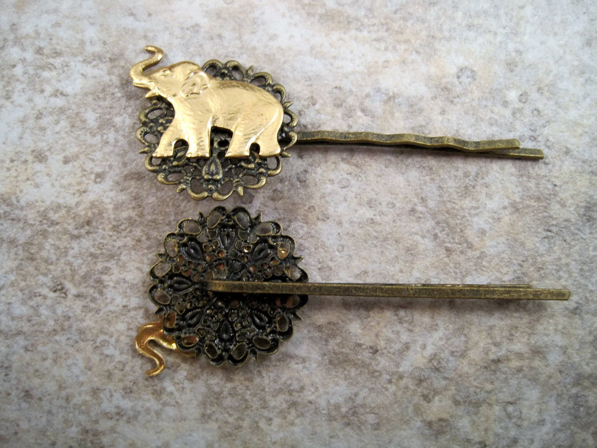 Handmade Brass Elephant Bobby Pins