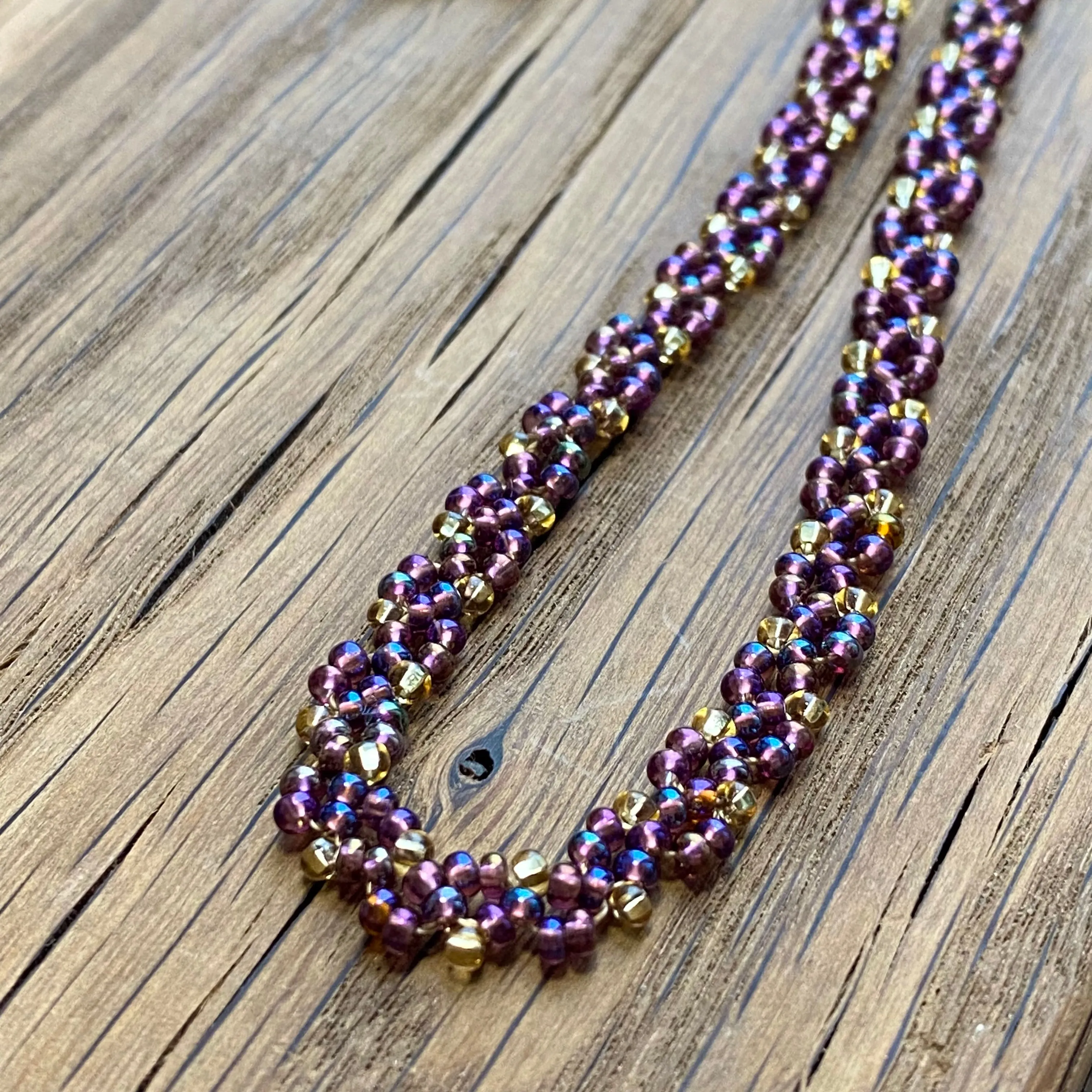 Handmade Dainty Boho Gold Purple SeedBeaded Glasses Chain