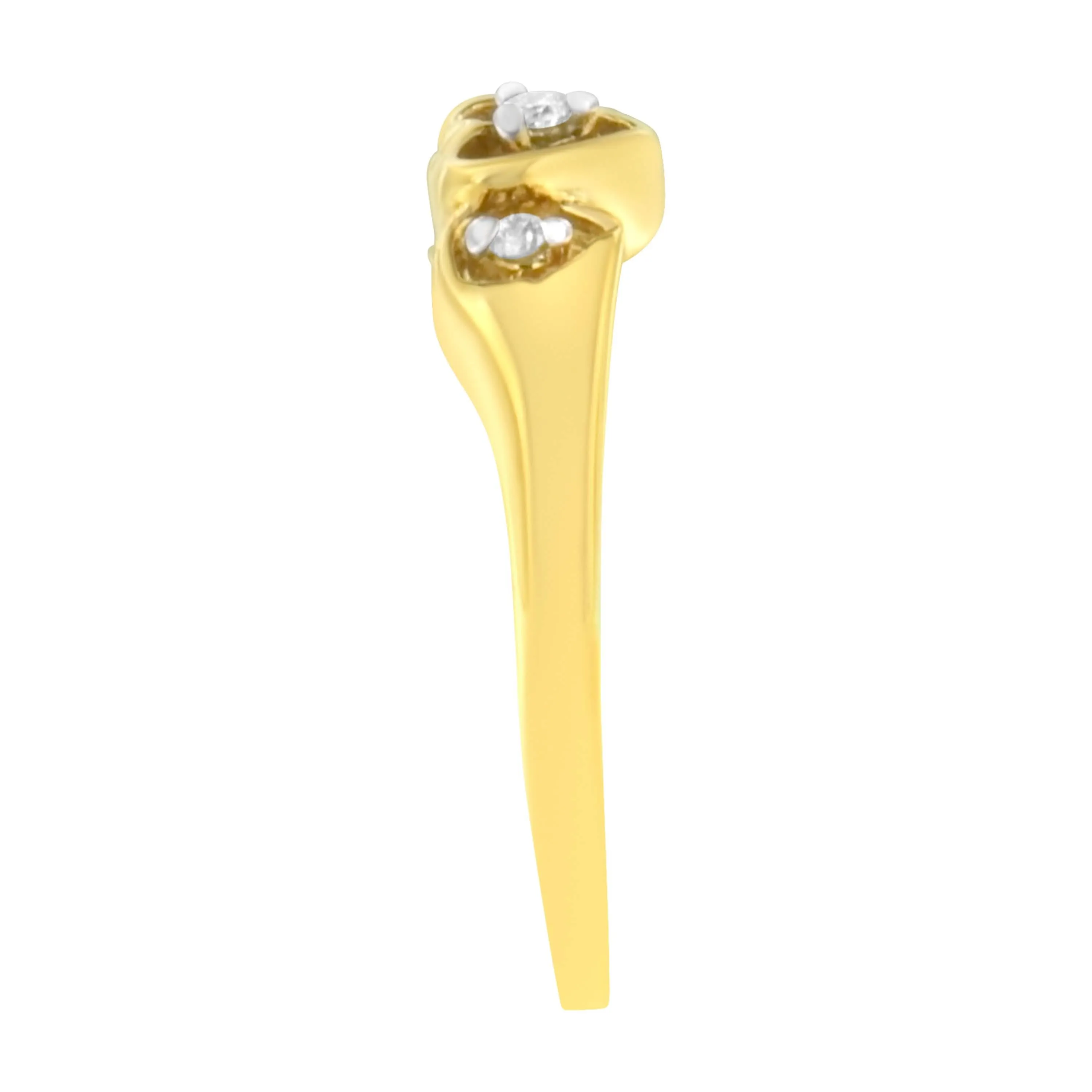 Heart-Shaped Diamond Elegance: 10KT Yellow Gold Trio Ring