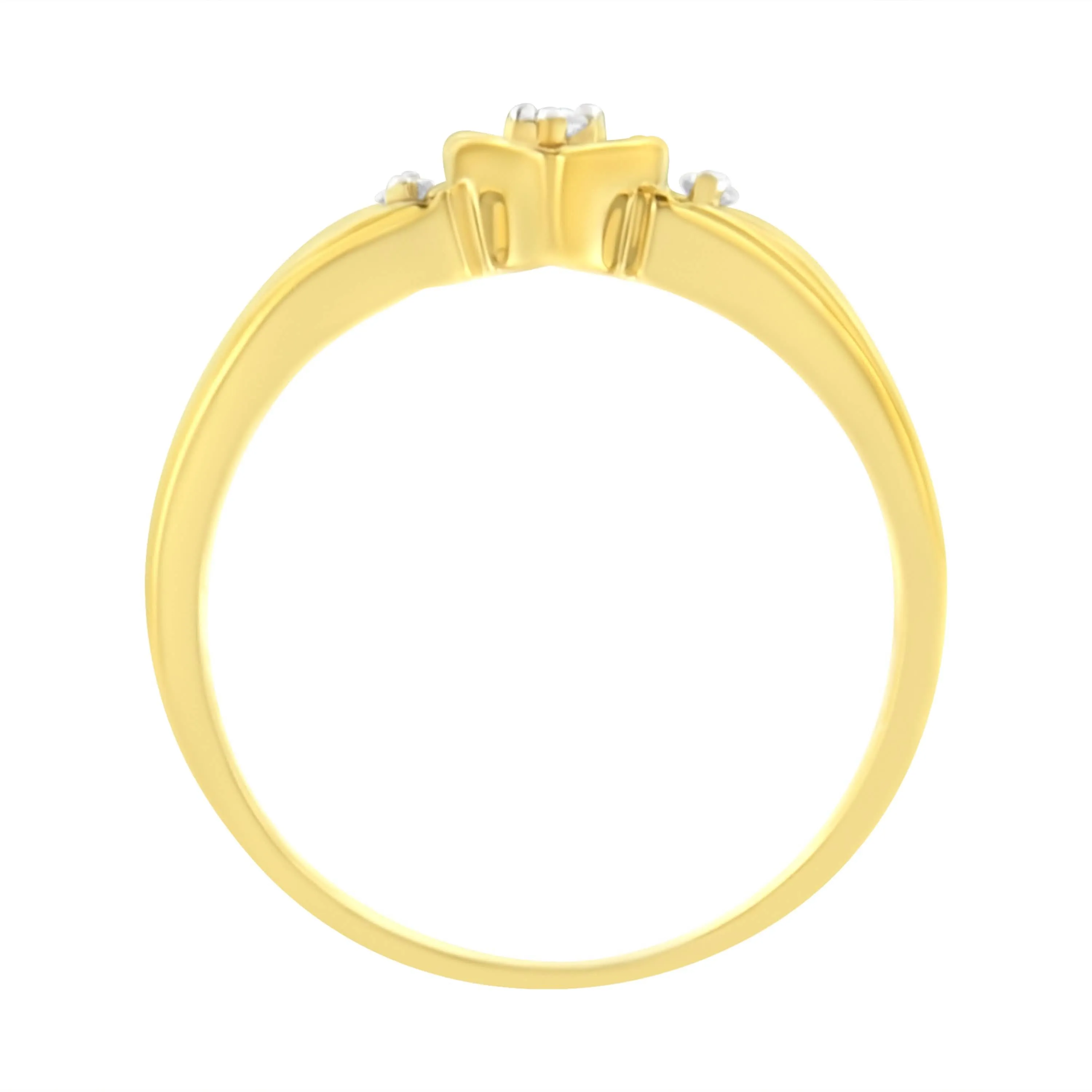 Heart-Shaped Diamond Elegance: 10KT Yellow Gold Trio Ring