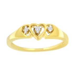 Heart-Shaped Diamond Elegance: 10KT Yellow Gold Trio Ring