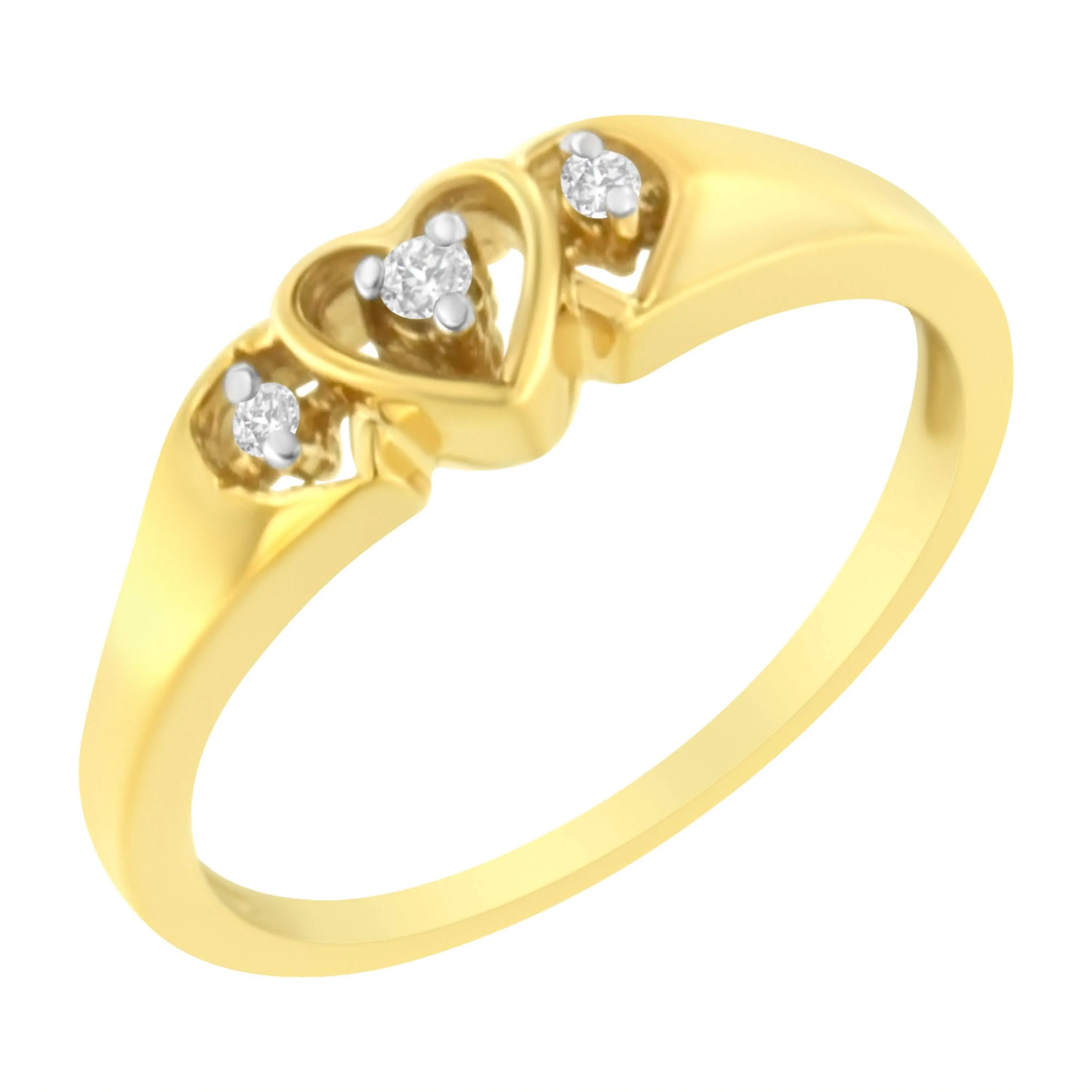 Heart-Shaped Diamond Elegance: 10KT Yellow Gold Trio Ring