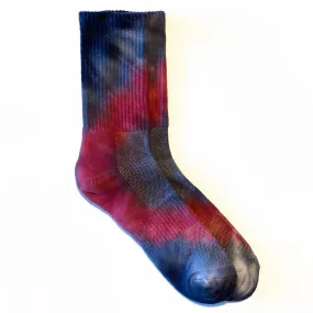 High Ankle Athletic Tie Dye Socks (Navy   Raspberry)