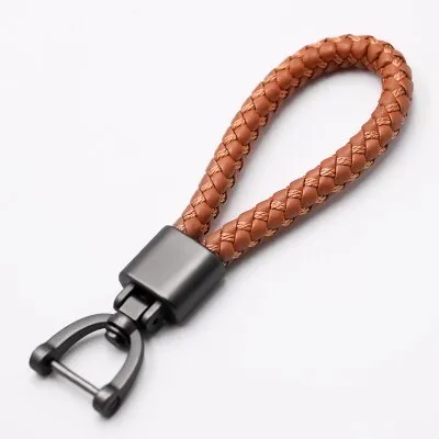 High-Grade Luxury Car Key Chain 360 Degree Rotating Horseshoe Buckle Hand Woven Leather Men Women Key Rings Holder