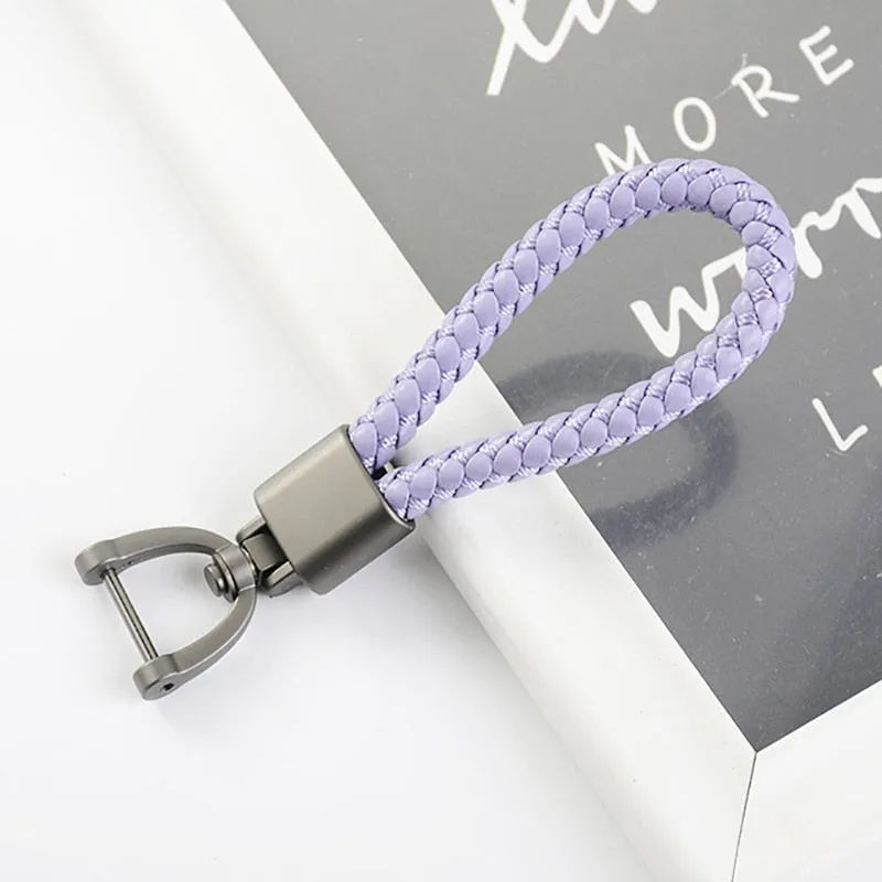 High-Grade Luxury Car Key Chain 360 Degree Rotating Horseshoe Buckle Hand Woven Leather Men Women Key Rings Holder