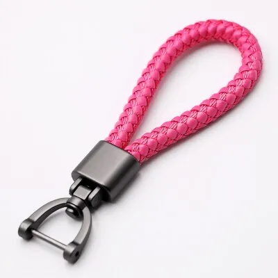 High-Grade Luxury Car Key Chain 360 Degree Rotating Horseshoe Buckle Hand Woven Leather Men Women Key Rings Holder