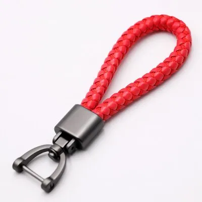 High-Grade Luxury Car Key Chain 360 Degree Rotating Horseshoe Buckle Hand Woven Leather Men Women Key Rings Holder
