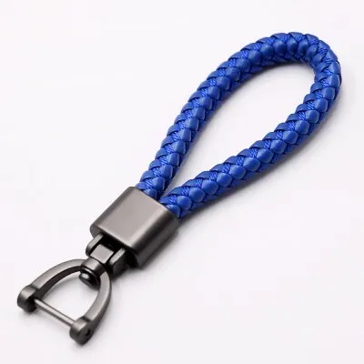 High-Grade Luxury Car Key Chain 360 Degree Rotating Horseshoe Buckle Hand Woven Leather Men Women Key Rings Holder