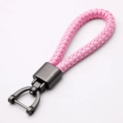 High-Grade Luxury Car Key Chain 360 Degree Rotating Horseshoe Buckle Hand Woven Leather Men Women Key Rings Holder