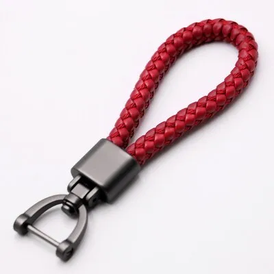 High-Grade Luxury Car Key Chain 360 Degree Rotating Horseshoe Buckle Hand Woven Leather Men Women Key Rings Holder
