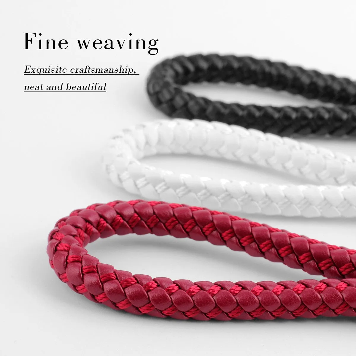 High-Grade Luxury Car Key Chain 360 Degree Rotating Horseshoe Buckle Hand Woven Leather Men Women Key Rings Holder