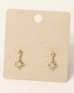Intricate CZ Charm Dangle Stud Earrings