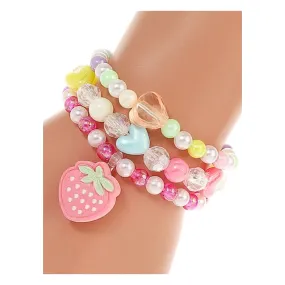 JAB43993 - Strawberry Bead Stretch Bracelet Set