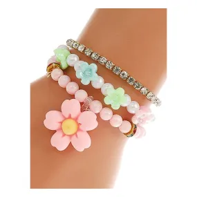 JAB45793 - Flower Bead Stretch Bracelet Set